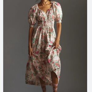 Anthropologie Floral Puff Sleeve Dress